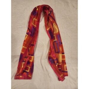 Geometric Scarf Pink Yellow Purple Orange Abstract 13” x 60” Light Polyester